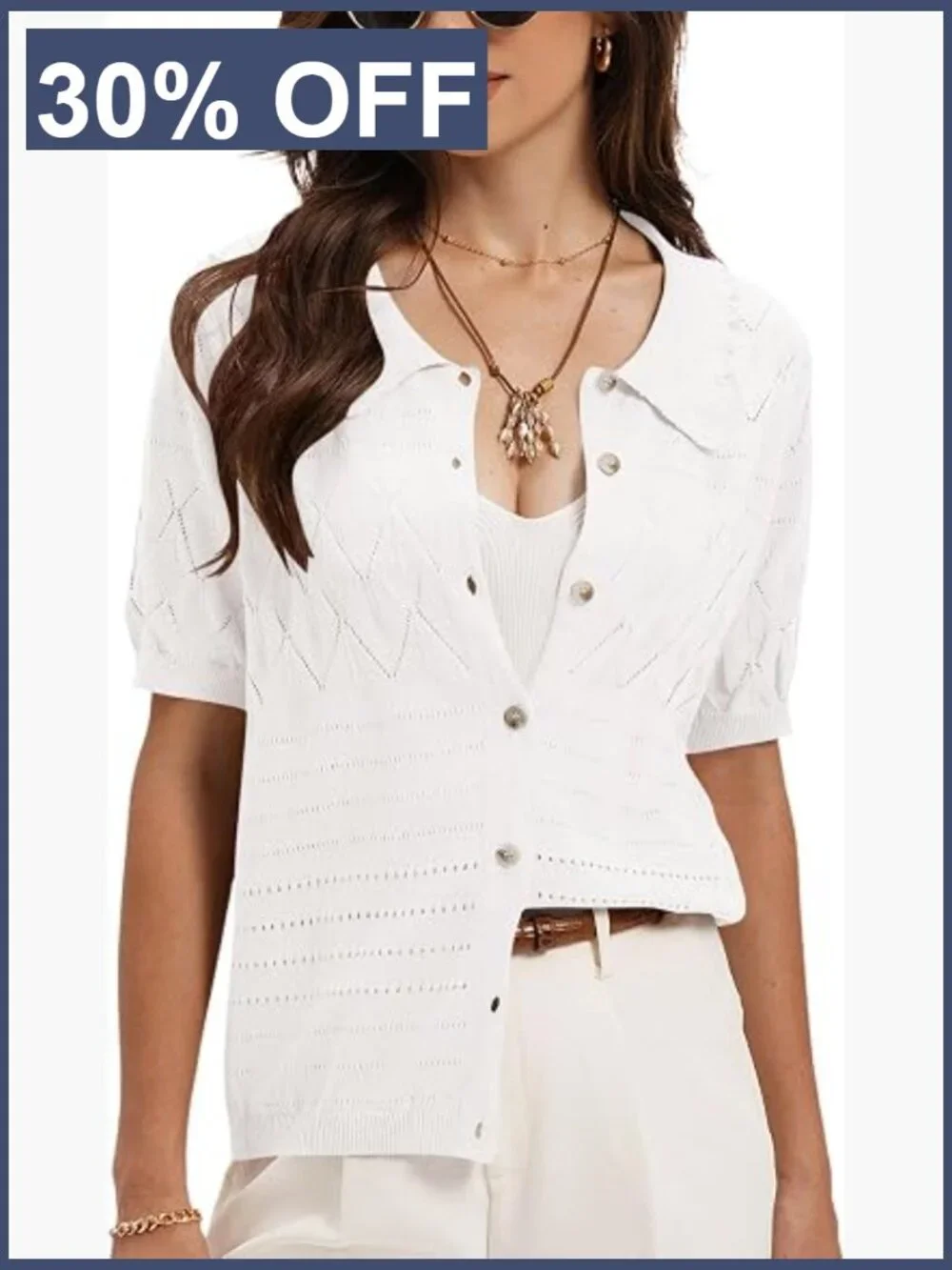 Women's Short Sleeve Cotton Button Down Shirt Casual Lightweight Summer Top